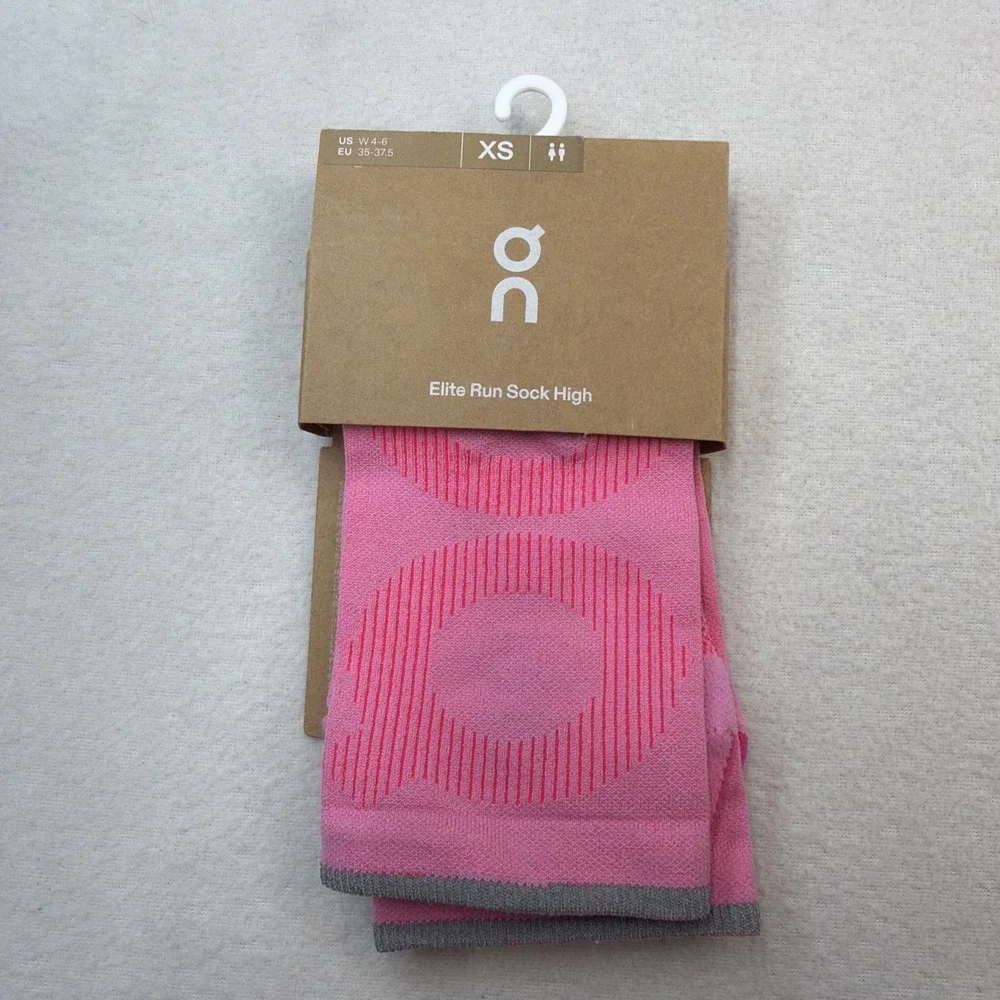 On Cloud Elite Run Sock High Women's Size 4-6 Raspberry/Pink New